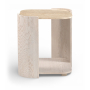 Calabria - Marble And Oak Wood End Table - Beige / Cream - Beige, 20"