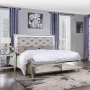 Sliverfluff - California King Bed With LED & Storages - Synthetic Leather & Champagne