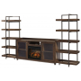 Starmore 4 Pc. Entertainment Center 70" TV Stand With Faux Firebrick Fireplace Insert Brown / Gunmetal