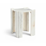 Ravello - Genuine Marble End / Side Table - White, 15"