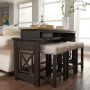 Heatherbrook - 4 Piece Console Set (1 Console 3 Stools)