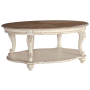 Realyn - White / Brown - Oval Cocktail Table, 48.13"