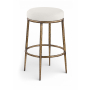 Ferro - Performance Fabric Upholstered Backless Bar Stool - Cream / Antique Brass - White
