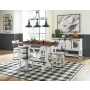 Valebeck - White - 6 Pc. - Counter Table, 4 Swivel Barstools, Server
