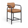 Serava - Vegan Leather Upholstered Counter Stool - Cognac - Light Brown