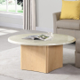 Qwin - Coffee Table With Marble Top - Oak, 39"