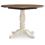 Wirloni Round Dining Room Drop Leaf Table Antique White / Brown, 42"