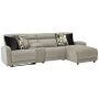 Colleyville - Stone - 4-Piece Power Reclining Sectional With RAF Back Chaise, 121"