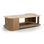 Calabria - Marble And Oak Wood Coffee Table - Beige / Brown - Beige, 52"