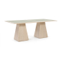 Atrium - 78" Glass Top And Wood Base Dining Table - Natural - Beige, 78"