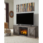 Wynnlow TV Stand With Faux Firebrick Fireplace Insert Gray