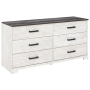 Shawburn - White / Black / Gray - Six Drawer Dresser, 52.72" Wide