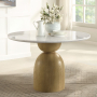 Kala - Round Dining Table With Marble Top - Natural Marble Top & Oak Finish, 48"