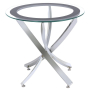 Brooke - Round Glass Top Side End Table Metal Base - Chrome, 23.5"