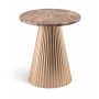 Cindra - Round Genuine Marble Top And Iron Base End / Side Table - Brown - Light Brown, 15"