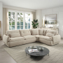 Jonina - Sectional Sofa With 4 Pillows - Beige Chenille - Beige, 127"