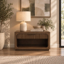 Leanna - Nightstand With Wood Top - Brown Oak - Dark Brown