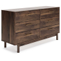 Calverson - Mocha - Six Drawer Dresser - Medium, 33.18" Tall