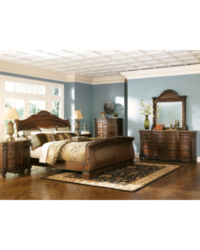Ashley Furniture North Shore 8 Pc. Dresser, Mirror, Chest, California King Sleigh Bed, 2 Nightstands